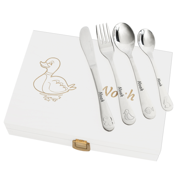 Personalised children's cutlery with an animal design
