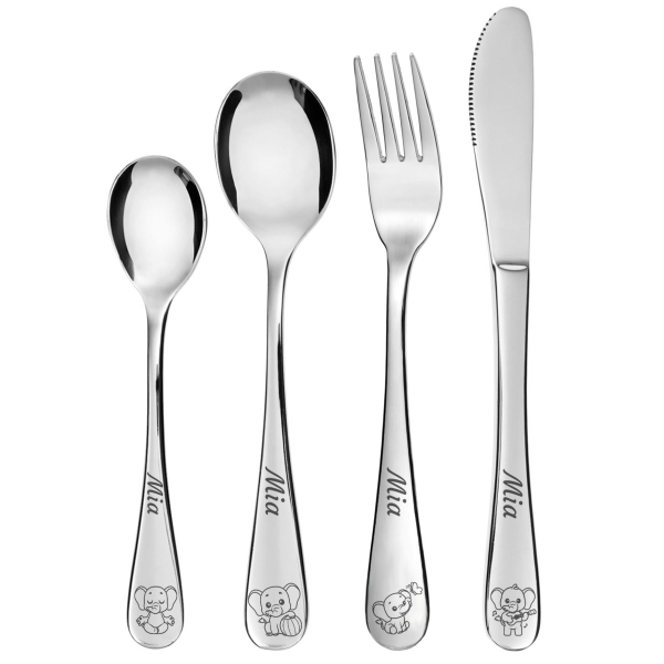 Personalized children's cutlery with elephant design