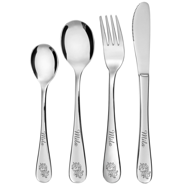 Personalized children's cutlery with unicorn design