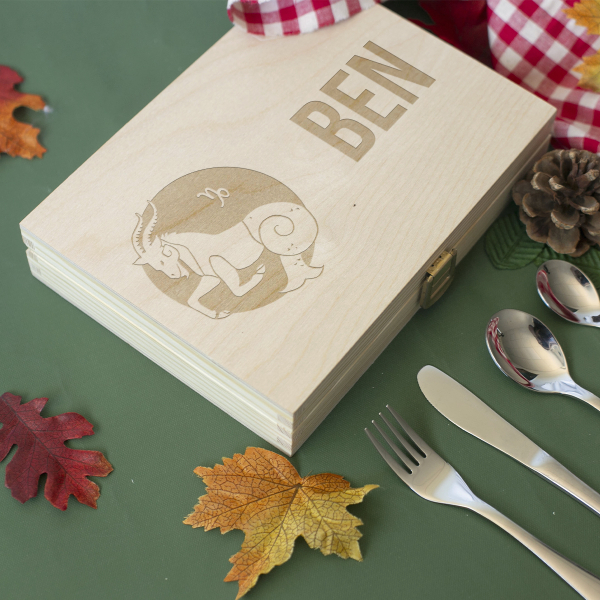 Personalised children's cutlery with zodiac sign