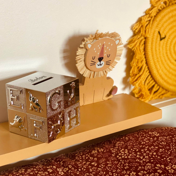 Alphabet cube piggy bank