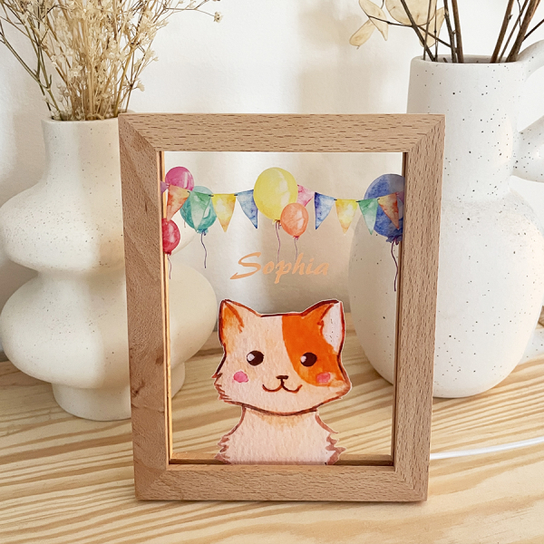 LED frame personalized with balloons and animals
