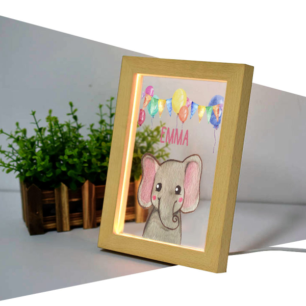LED frame personalized with balloons and animals