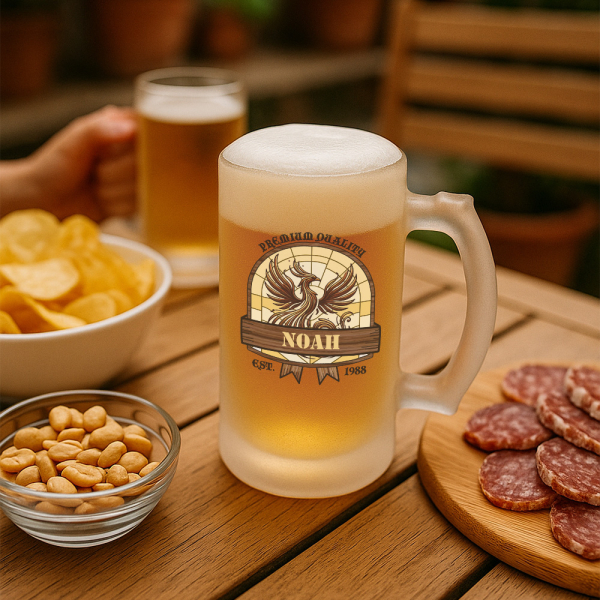 Beer mug with Phoenix motif