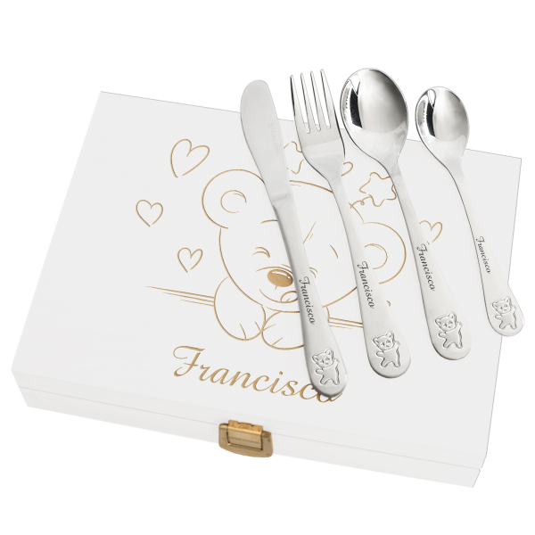 Personalised teddy bear cutlery for children