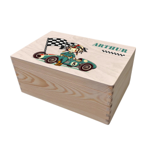 Personalised wooden memory box little racing driver Personalised wooden memory box little racing driver