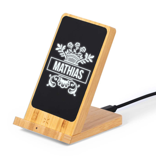 Luminous wireless charger with stand