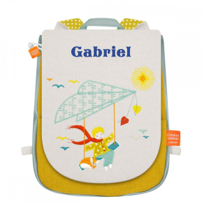 Children's backpack with name and hang-glider decoration Children's backpack with name and hang-glider decoration