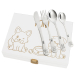 Children's cutlery in an engraved wooden box dogs