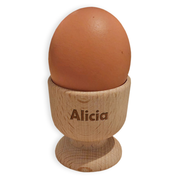 Personalised wooden egg cup