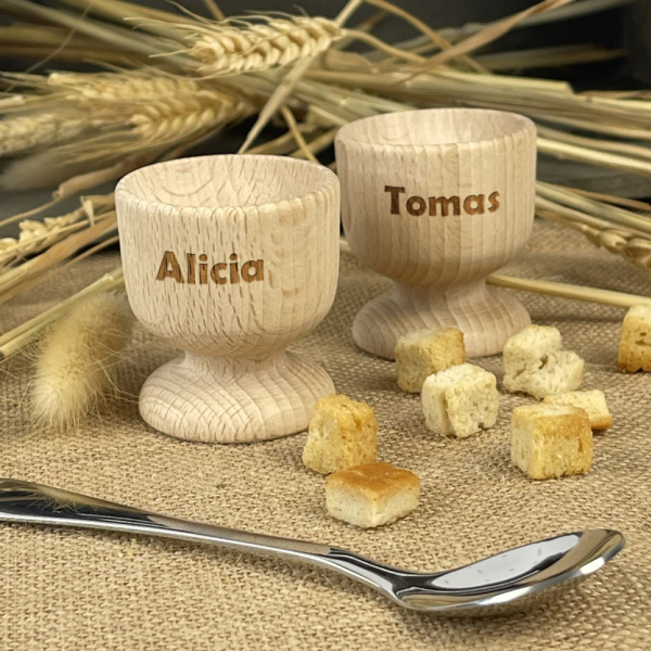 Personalised wooden egg cup