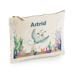 Cotton pouch with ocean print