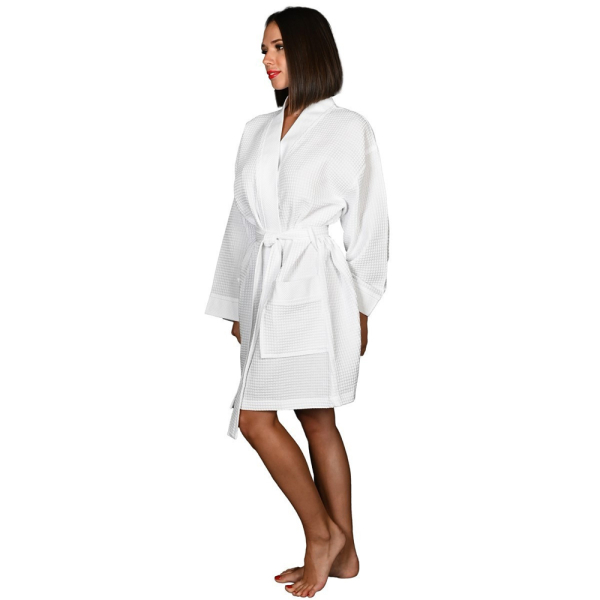 Cotton waffle bathrobe with embroidered name