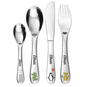 Cute animal cutlery personalised with a name Cute animal cutlery personalised with a name