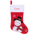 Embroidered red felt Christmas stocking with snowman