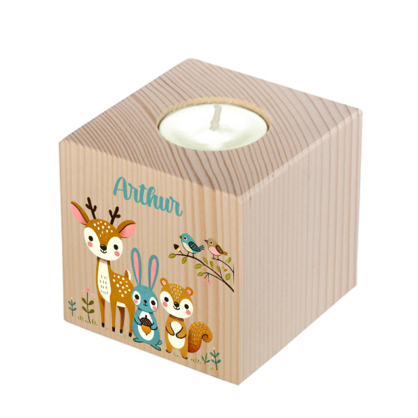 Enchanted forest wooden candleholder