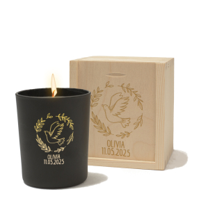 Engraved baptism candle with dove