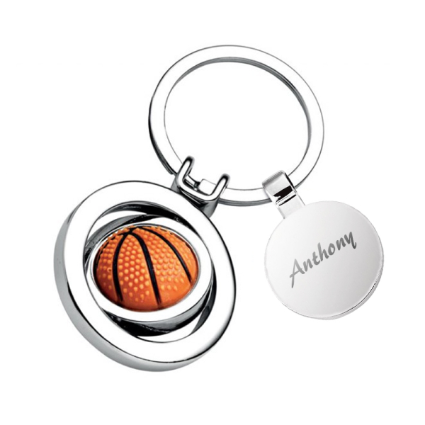 Engraved basketball keyring