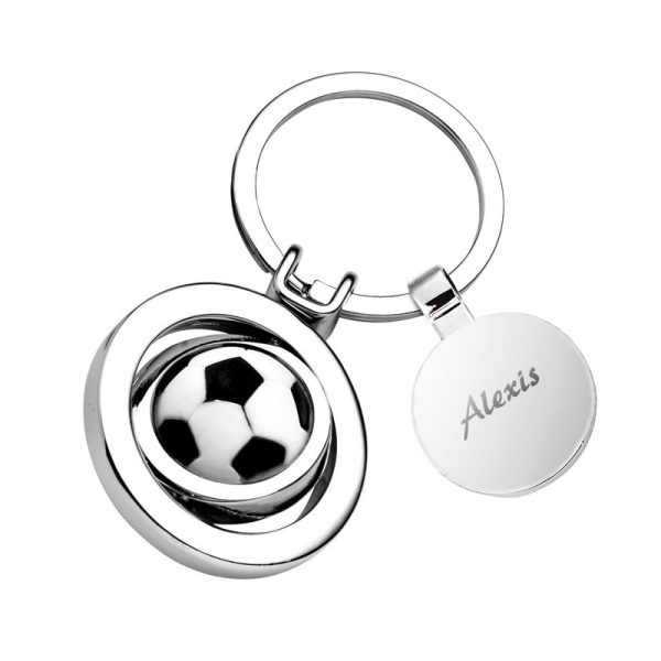 Engraved football-shaped keyring
