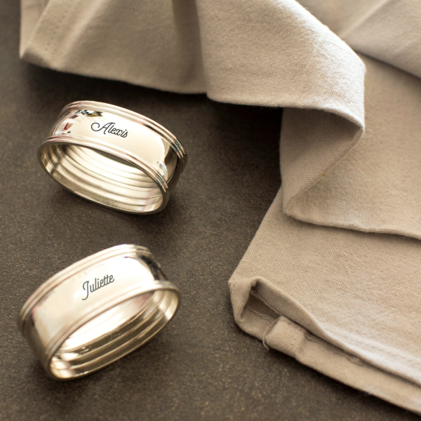 Engraved silver napkin ring