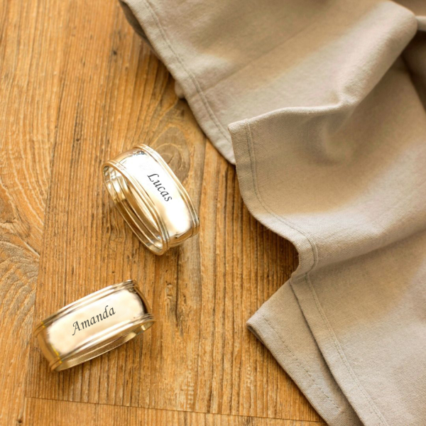 Engraved silver napkin ring