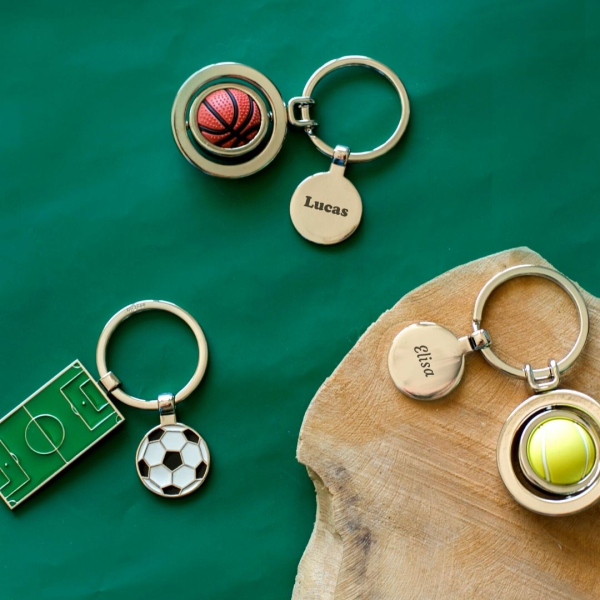 Engraved tennis ball keyring