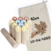 Finnish skittles game in a personalised cotton pouch