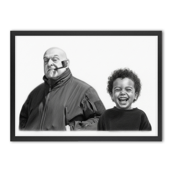 Photo montage for a charcoal-style portrait