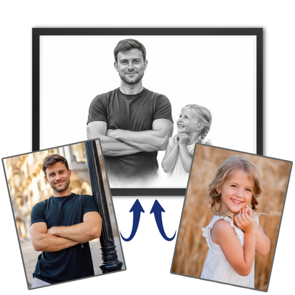 Photo montage for a charcoal-style portrait