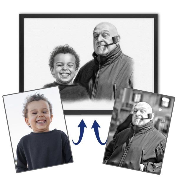 Photo montage for a charcoal-style portrait