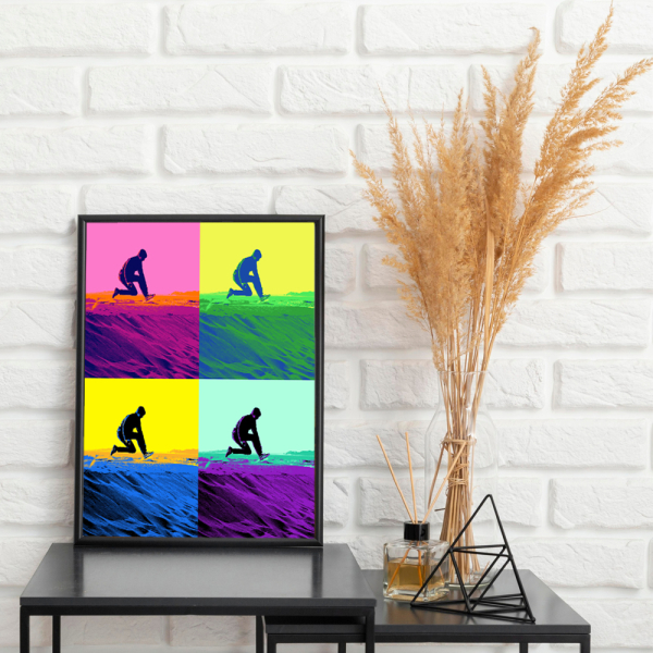 Framed Pop Art poster with 4 photos
