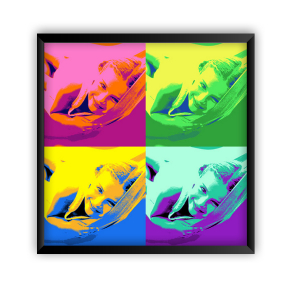 Framed Pop Art poster with 4 photos Framed Pop Art poster with 4 photos
