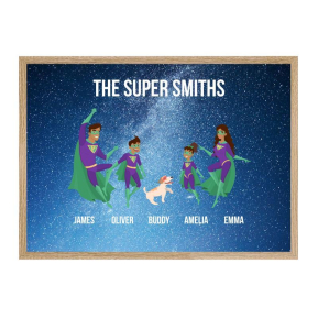 Framed Superhero Family Poster Framed Superhero Family Poster