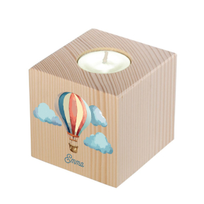 Hot-air balloon wooden cube candlestick Hot-air balloon wooden cube candlestick