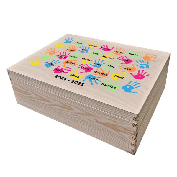 Printed keepsake box with childrens hands