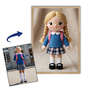 Knitted doll portrait from a photo