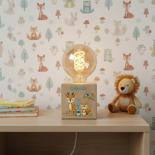 Filament Bulb Lamp Printed Enchanted Forest