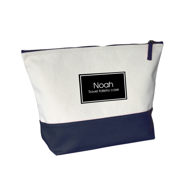 Large two-tone personalised toiletry bag with name