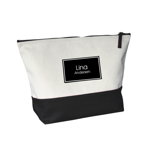 Large two-tone personalised toiletry bag with name
