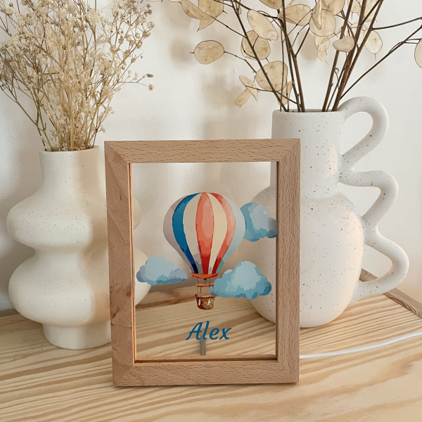 LED frame with name and hot air balloon
