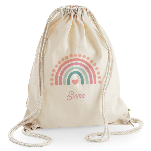 Leisure bag printed with name and rainbow
