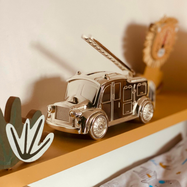Metal piggy bank fire truck