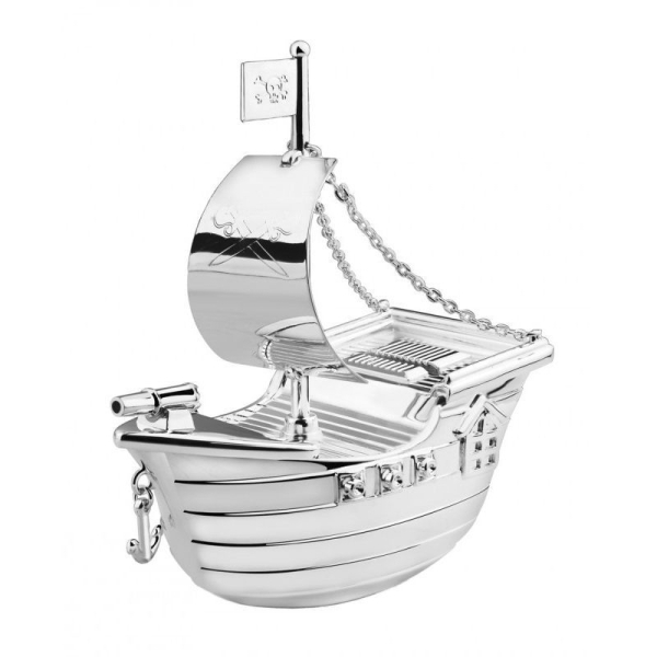 Metal piggy bank pirate ship