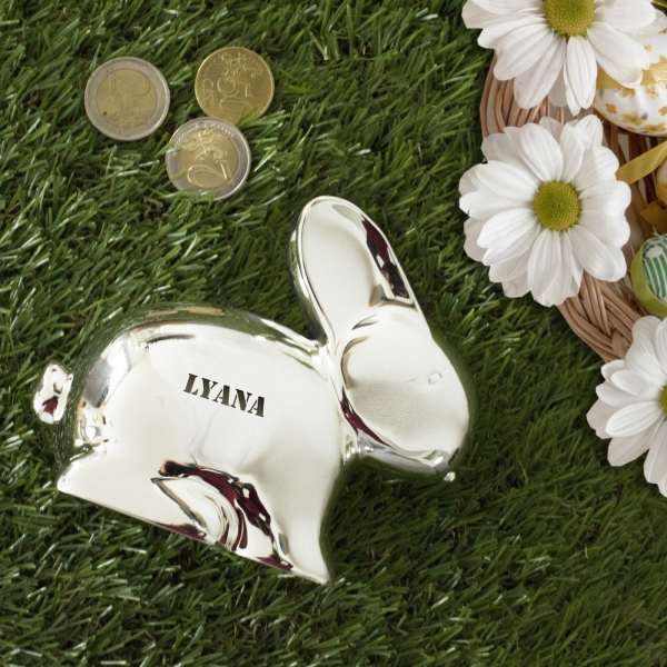 Metal piggy bank rabbit