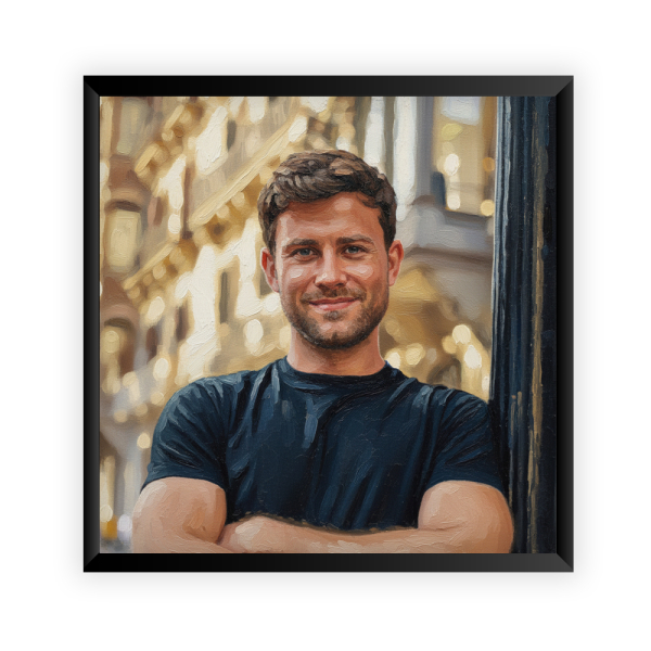 Oil-painting-style portrait from a photo