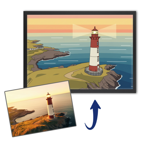 Illustrated landscape in flat design based on a photo