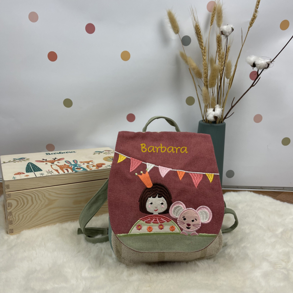 Personalised backpack with child and mouse