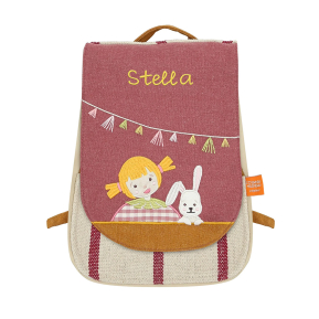 Personalised backpack with child and rabbit Personalised backpack with child and rabbit