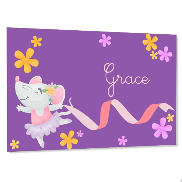 Personalized Kids door sign with name - ballerina mouse