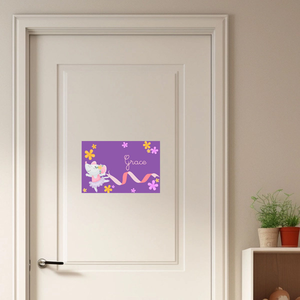 Personalized Kids door sign with name - ballerina mouse